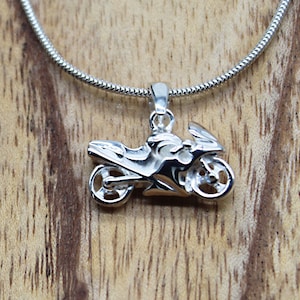Motorcycle Silver Necklace, Snake Chain, Motorcycle Handmade Pendant, 18th Birthday Gift, Unisex Silver Jewelry, Sport, Motorcycle Charm