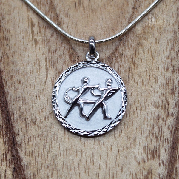 Pendentif Gémeaux, Collier Argent Massif, Bijoux Zodiaque, Cadeau Femme, Cadeau Homme