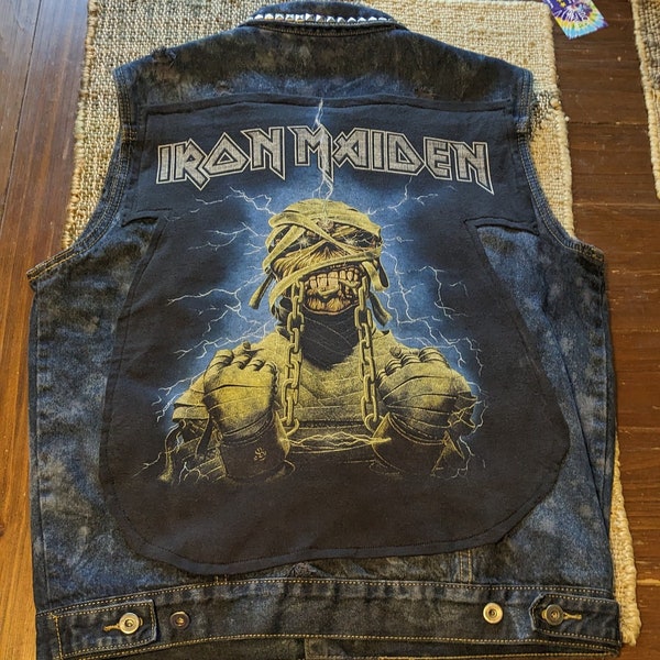 Iron Maiden Bleached/ Dyed Denim Vest