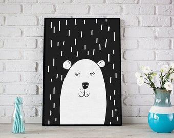 Weißer Bär / Süßer Bär / Ästhetik / Wandposter / Bild / Poster / Grafik / Tier / Digitaler Download / Druckfertig
