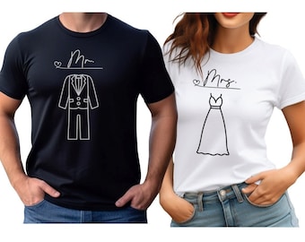 Camisetas para novios, Camiseta de novia, Camiseta de novio, Camisetas para parejas de boda, Camisetas a juego para novios, Camisetas para la fiesta nupcial