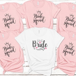 bride and bridesmaid group shirts, Bride shirts, group shirts, bachelorette party group shirt, bridesquad tshirts, bride tribe tshirts