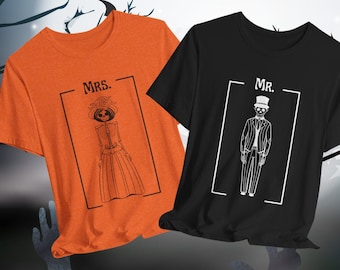 Camisas de boda de Halloween, Camisas de pareja de Halloween, Camisas de boda espeluznantes, Camisas de novios de Halloween, Camisas de boda de Halloween a juego