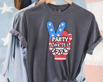 4 juli-shirt, Independence Day-kleding, patriottische T-shirt, shirt met Amerikaanse vlag, rood, wit en blauw shirt, T-shirt Amerikaanse vlag