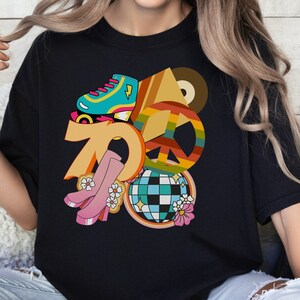 Jaren 70 collage T-shirt, retro collage T-shirt, vintage jaren 70 design shirt, nostalgisch shirt jaren 70, retro collage T-shirt, popcultuur shirt