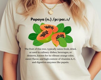Papaya Definition Shirt, Fruit Lover Gift, Papaya shirt , Tropical fruit T-shirt,  Papaya graphic tee, Papaya lover gift,  Fruit print shirt