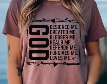 Roupas centradas em Deus, camiseta cristã inspiradora, design de camiseta com base na fé, camiseta gráfica religiosa, camiseta abençoada por Deus, camiseta com tema de Deus