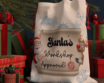 Christmas gift bag, Linen Christmas bag,  gift bag for Christmas present, unique gift wrap, Santa's Christmas sac, Christmas package idea