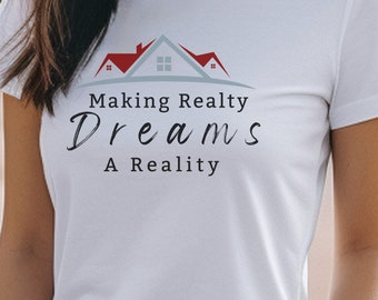 不動産Tシャツ、夢の不動産Tシャツ、夢のマイホームTシャツ、不動産エージェントTシャツ、不動産エージェントへのギフト、ラブ不動産Tシャツ