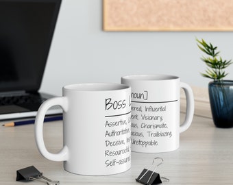 Taza de cerámica "Jefa", 325 ml, Taza "Jefa", Taza para mujeres empoderadas, Taza "CEO", Taza inspiradora, Taza feminista, Taza motivacional
