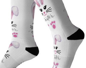 Chaussettes de Pâques, chaussettes de lapin de Pâques, cadeau panier de Pâques, cadeau de Pâques, chaussettes sur le thème de Pâques, chaussettes de Pâques à empreinte de pied, chaussettes de Pâques sur le thème du lapin