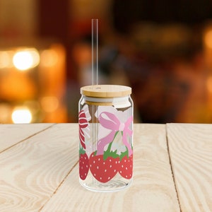 Coquette glassware, Strawberry design glassware, Coquette style drinkware, Unique strawberry glass, Quirky glassware designs
