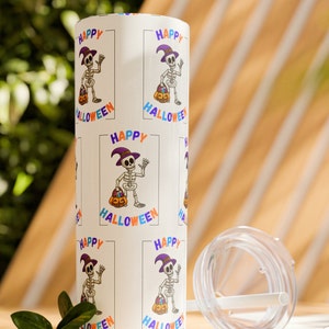 Happy Halloween tumbler, Skeleton themed tumbler, Halloween themed cup, Skeleton drink tumbler, Halloween drink containers, skeleton tumbler