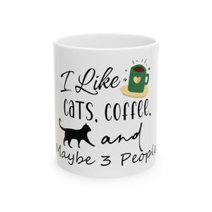 Koffie- en kattenmok, grappige koffieliefhebber mok, leuke kattenliefhebber mok, katten- en koffieliefhebber mok, kattenmok, hilarische kattenmok, mok koffiedrinker