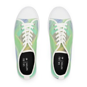 Green and Blue - Women&#39;s Low Top Sneakers, cute sneakers, shoes, low top, multicolor, fun sneakers, blue and green sneakers,