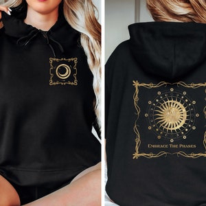 Moon Phase Hoodie, Moon sweater, Moon themed apparel, Lunar cycle sweatshirt, Astronomy-inspired hoodie, Moon phase graphic sweatshirt