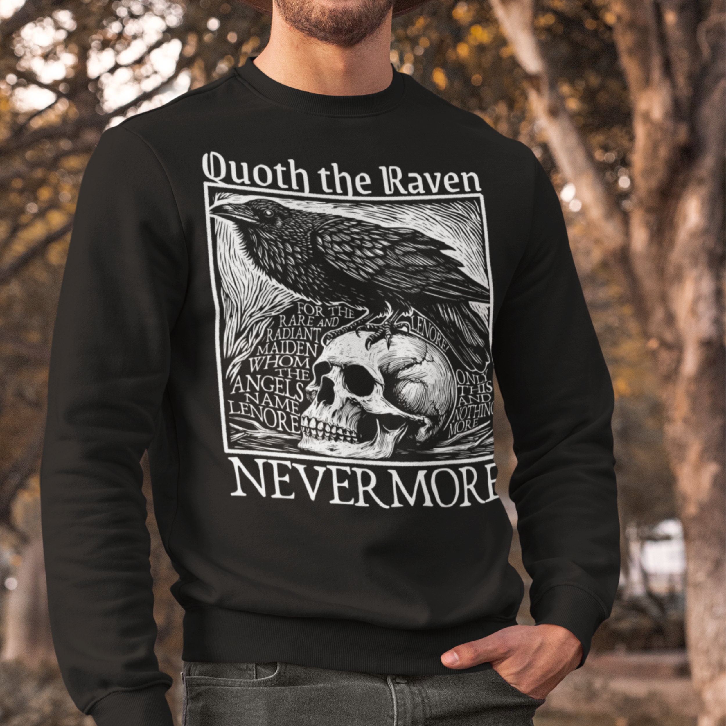Quoth the Raven Sweatshirt | Nevermore Sweater | Edgar Allan Poe Quote ...