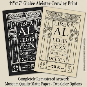 Aleister Crowley Redrawn Book of The Law Poster 11&quot;x17&quot; | Liber AL Vel Legis Art Print | Museum Grade Paper | Esoteric Occult Gift | Thelema