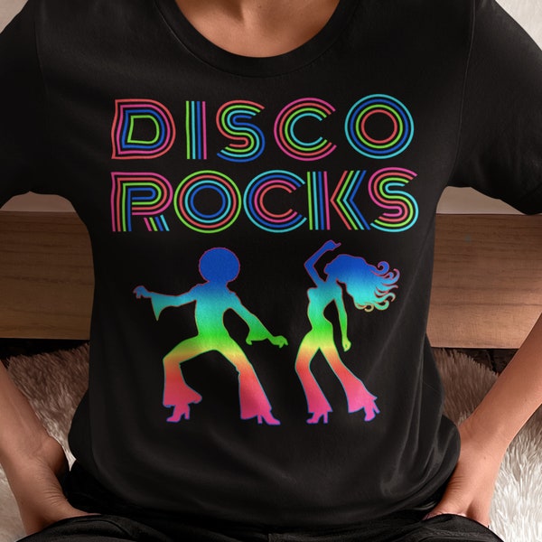Vintage Style 70s Disco Rocks Tee | Funky Lightweight Unisex T-Shirt | Dance Party Retro Music Fashion | Groovy Gift for Dancers | The 1970s