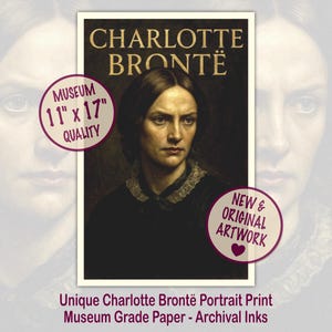 Charlotte Brontë Poster | Jane Eyre Book Lover Gift | Bronte Sisters Giclee Wall Art | Classic English Literature | Victorian Author Decor