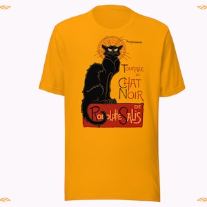Chat Noir T-shirt | Remastered Black Cat Art Shirt | Premium Quality &#39;Tournée du Chat Noir&#39; Redrawn Design Tshirt | Classic Art Nouveau Tee