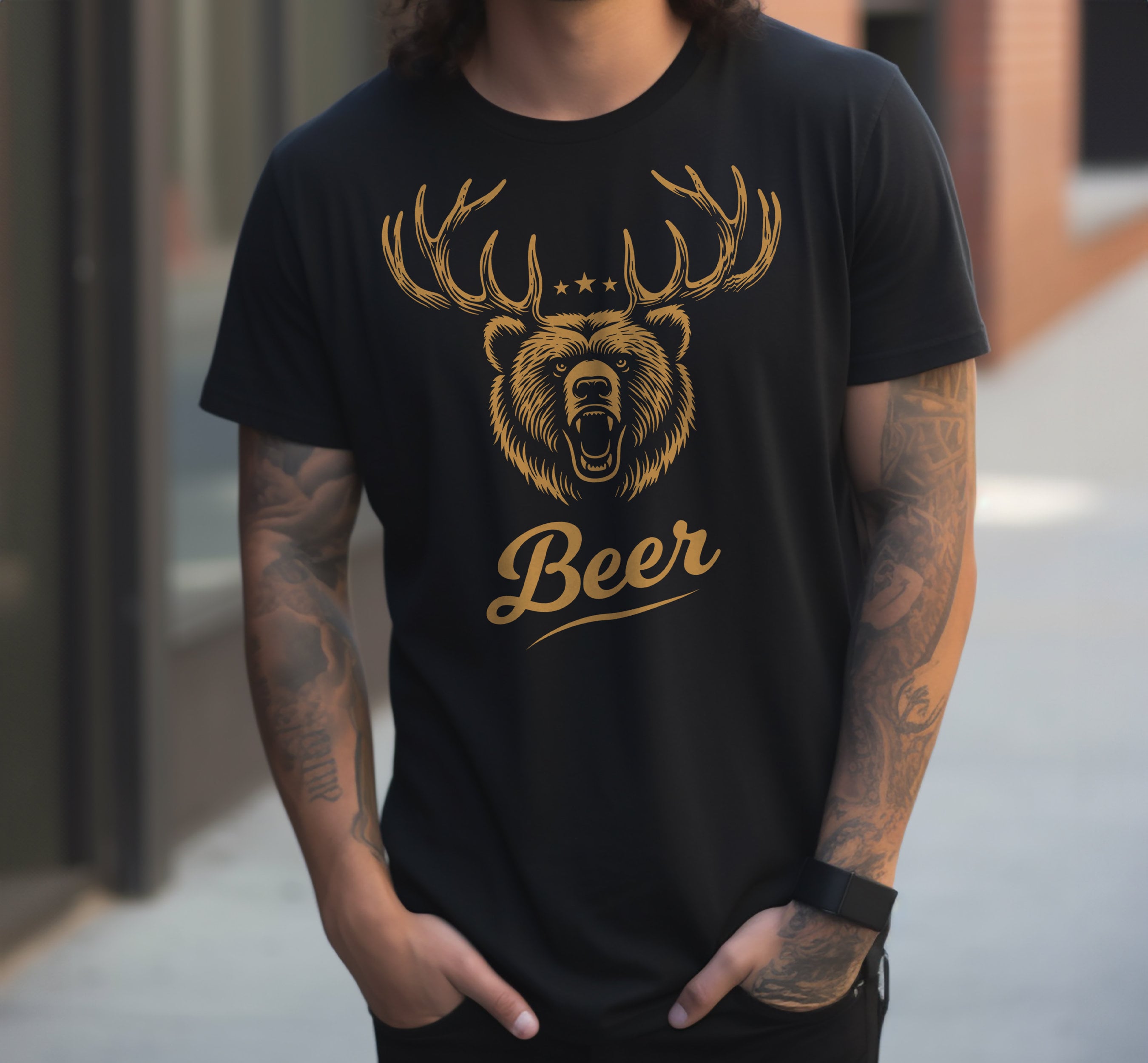 Beer Bubbles Bear+Deer=Beer Shirt Bear Antlers T-Shirt Beer Bubbles Bear+Deer=Beer Shirt Bear Antlers T-Shirt