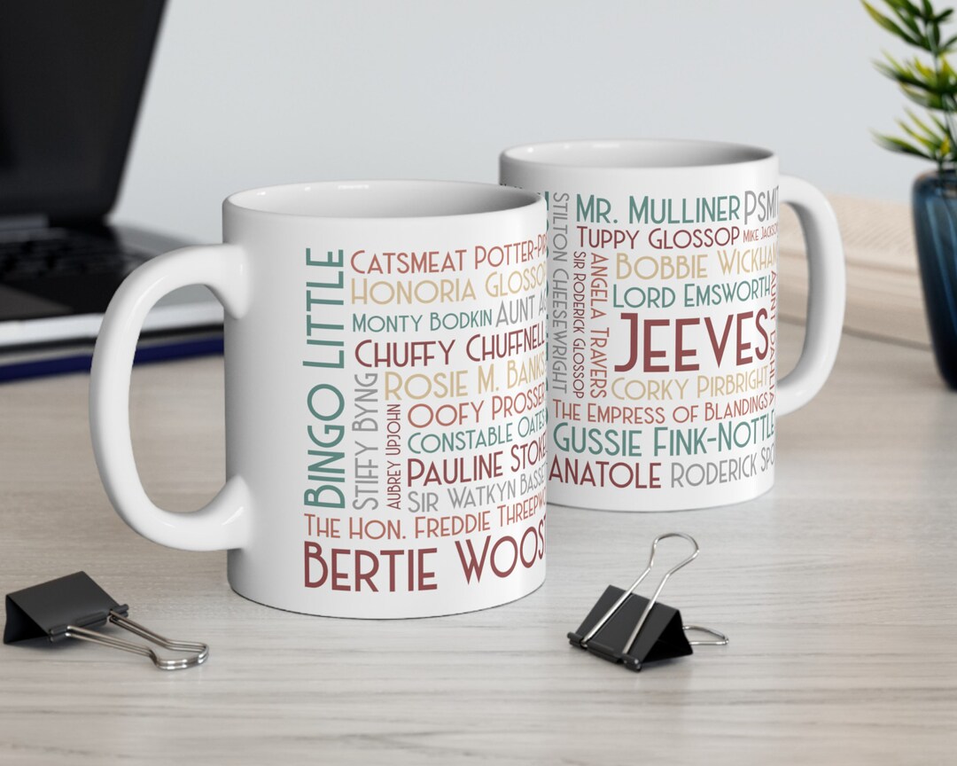 PG Wodehouse Characters Gift | 11oz White Ceramic Mug | Fans of Jeeves ...