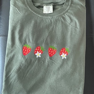 Embroidered Strawberry T-shirt Comfort colors