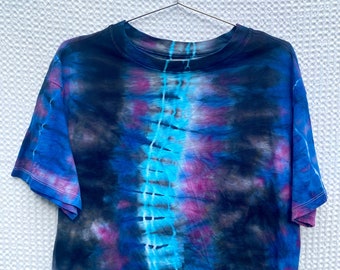 Ice Dye Tee, Ready to Ship, Limited Edition, Womens Boxy Crop Top, Festival Wear, Tie Dye Tee, Purple Tee, Cotton, Relaxed Fit, Boxy Tee