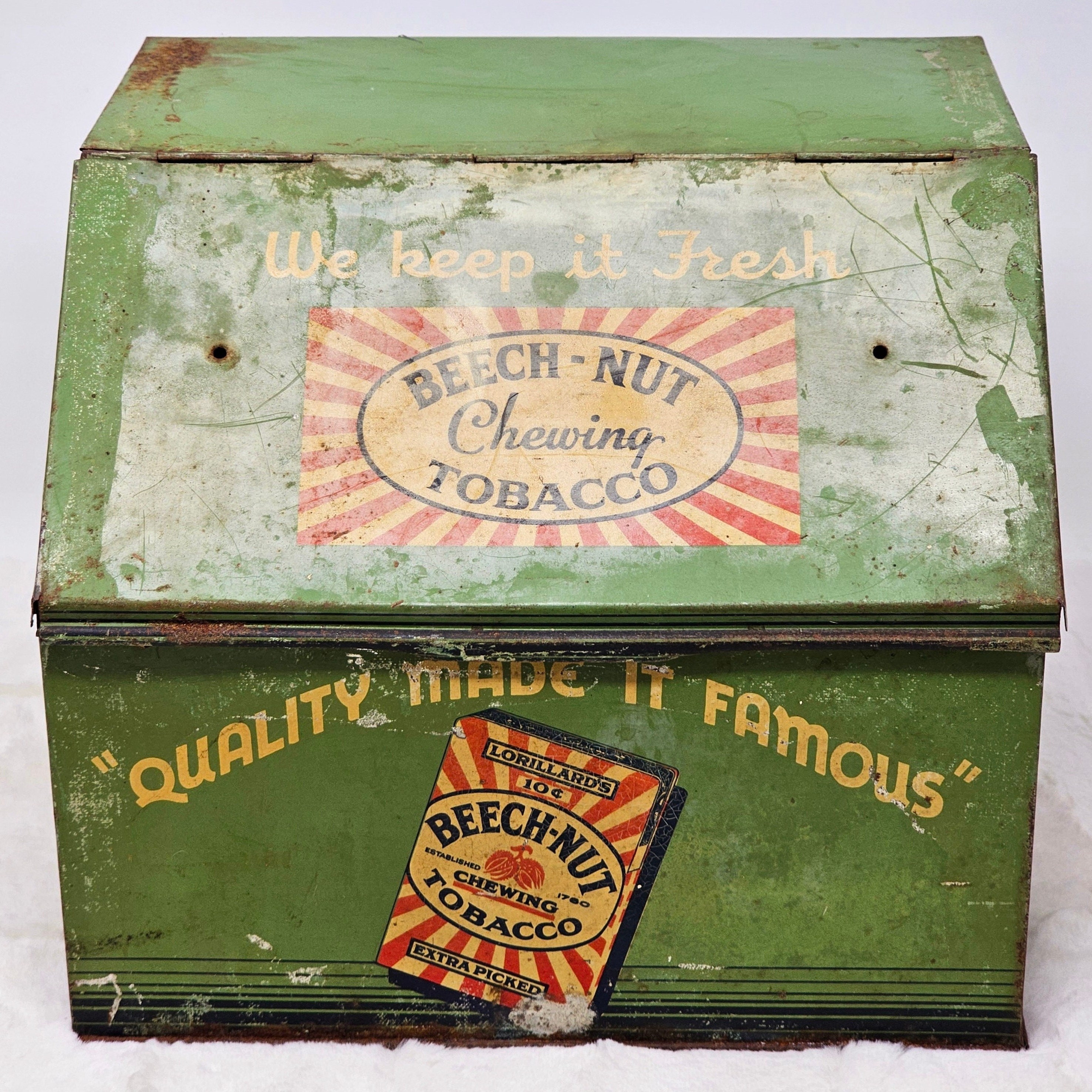 Vintage Beech Nut Chewing Tobacco Store Counter Display Advertising Tin