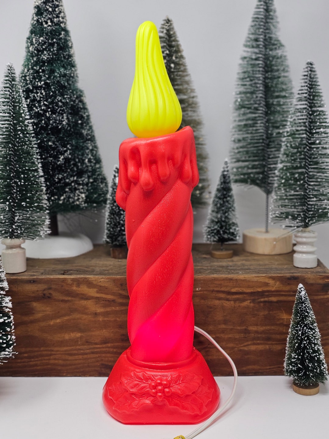 Blow Mold Table Top Candle Lighted Etsy