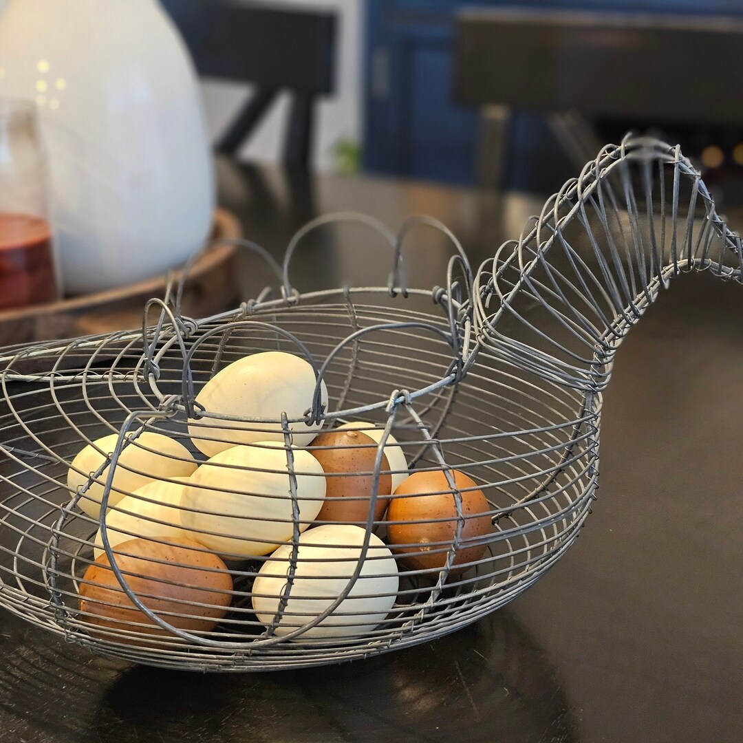 Vintage Folding Wire Egg Basketfarm Fresh Eggsfrench Country Decor Etsy