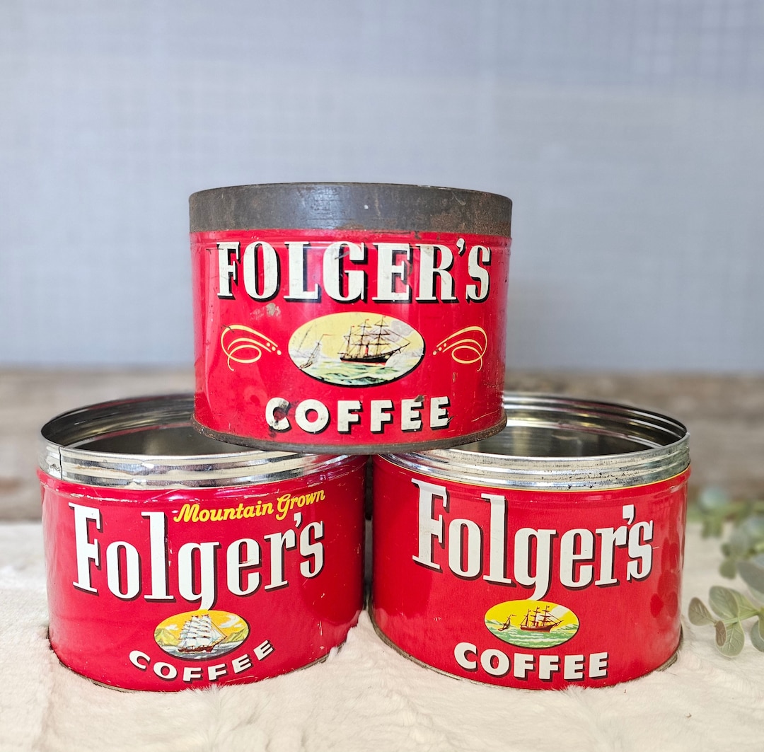 Vintage Folgers Coffee Tin / Advertising Tin / Collectible Tin Etsy