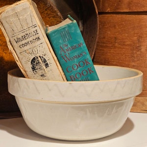 Antique Stoneware Pottery Milk Bowl 11” / Primitive Farmhouse / French Country