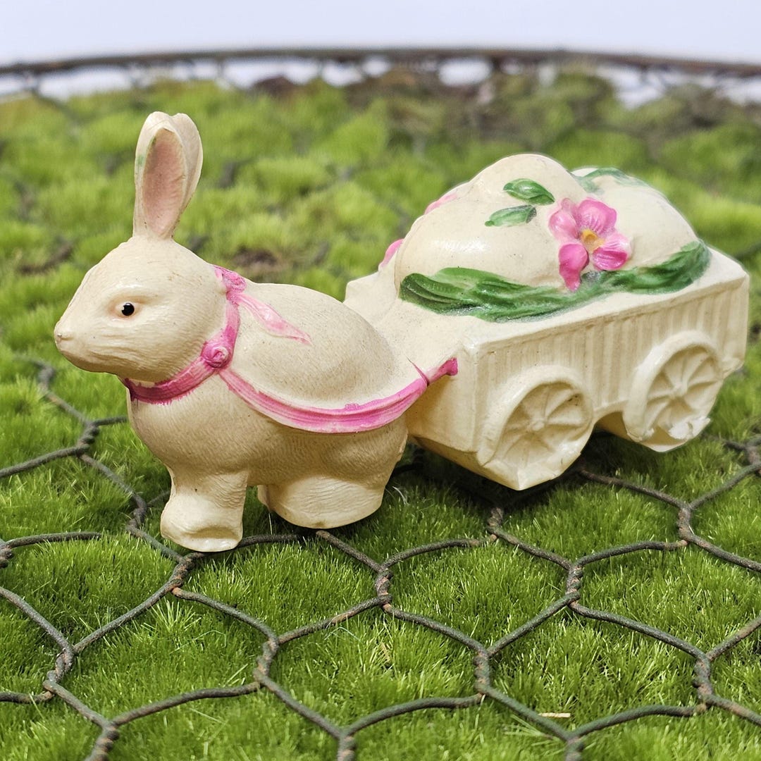 RARE Vintage Celluloid Plastic Rabbit With Cart - Etsy