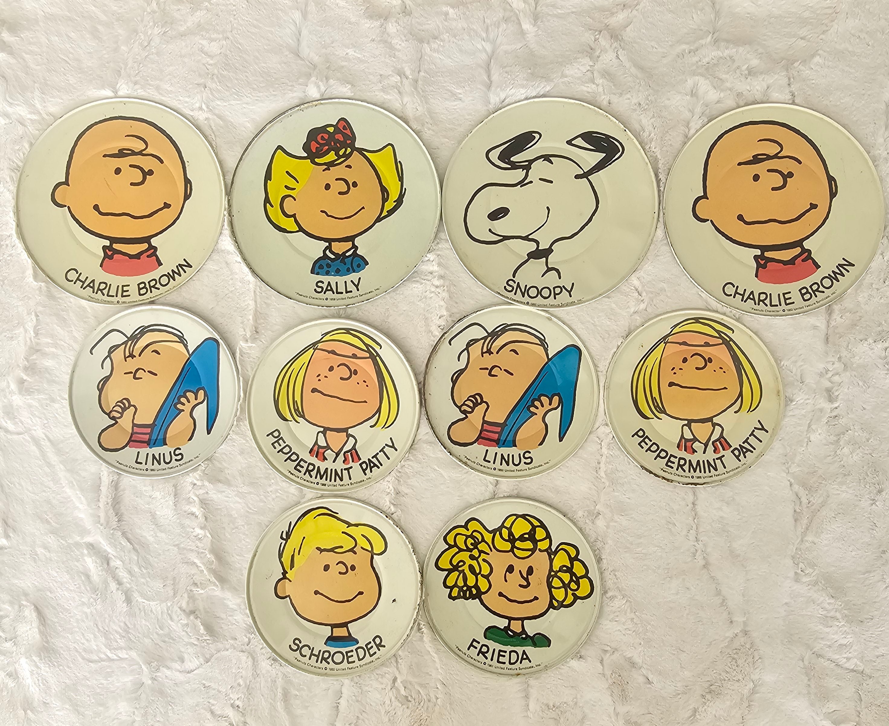 Peanuts Snoopy Characters 1950-1966 Metal Tin Plates Lot
