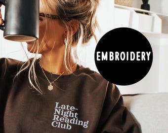 Embroidered Bookworm Sweatshirt, Embroidered Book Sweatshirt, Booklover Crewneck, Gift for Book Lover, Funny Bookish Shirt, Booktok Crewneck