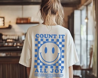 Count it All Joy Shirt, Retro Christian Shirt, Christian Comfort Colors, Preppy Christian Shirt, Bible Verse Tee, Oversized Christian Tee