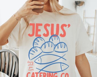 Trendy Christian T Shirt, Fishes and Loaves, Christian Comfort Colors, Fisherman Aesthetic Shirt, Retro Christian Tee, Trendy Graphic Tee