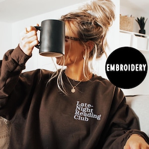 Embroidered Bookworm Sweatshirt, Embroidered Book Sweatshirt, Booklover Crewneck, Gift for Book Lover, Funny Bookish Shirt, Booktok Crewneck