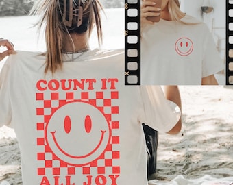 Count It All Joy Christian Comfort Colors Tee, Retro Bible Verse Shirt