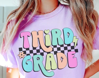Retro Third Grade Shirt, Comfort Colors Teacher Shirt, Colorful Third Grade Teacher Shirt, 3rd Grade Teacher Shirt, Third Grade Team Shirts