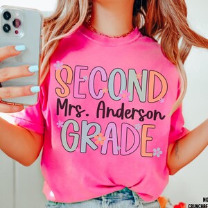 Retro Second Grade Shirt, Comfort Colors Teacher Shirt, Second Grade Teacher Shirt, 2nd Grade Custom Teacher Shirt, Second Grade Team Shirts