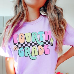 Retro Fourth Grade Shirt, Comfort Colors Teacher Shirt, Colorful Fourth Grade Teacher Shirt, 4th Grade Teacher Shirt, Fourth Grade Team Tees