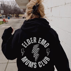 Elder Emo Moms Hoodie, Pop Punk Hoodie, Elder Emo Gift, Emo Hoodie, Punk Rock Sweatshirt, Emo Nite Tee, Still In My Emo Phase, Emo Mom Club