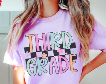 Retro Third Grade Shirt, Comfort Colors Teacher Shirt, Colorful Third Grade Teacher Shirt, 3rd Grade Teacher Shirt, Third Grade Team Shirts