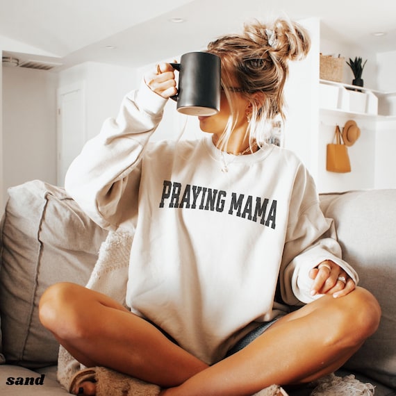 Praying Mama Christian Crewneck Sweatshirt, Bible Verse Religious Apparel