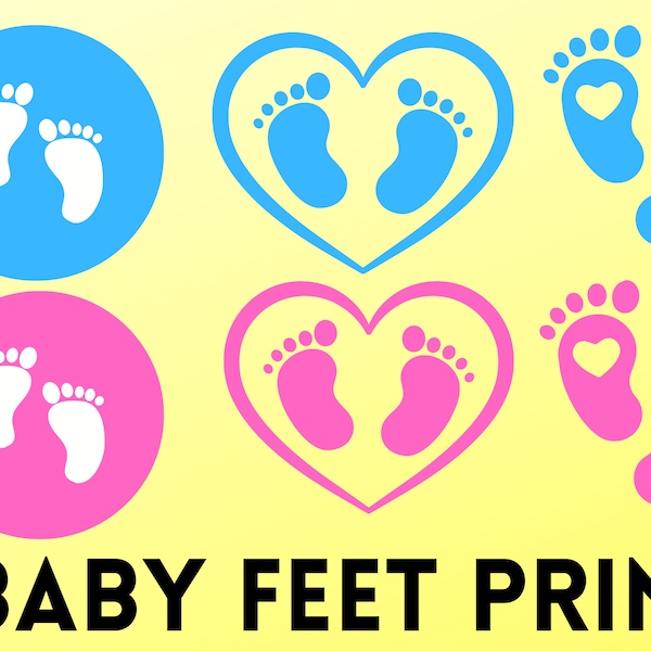 Baby Footprint, BABY Feet SVG, cute feet print with heart,newborn baby feet,Baby feet digital download file in pink and blue