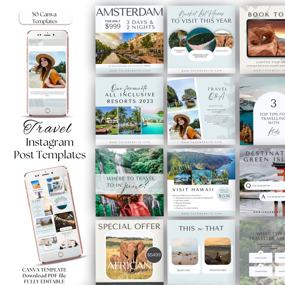 Travel Social Media Templates, Travel Agent Instagram Posts, Travel ...