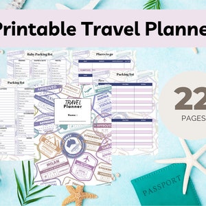 Printable Travel Planner Vacation Planner Bundle, Trip Planner, Travel Journal, Travel Itinerary, Travel Planner Template